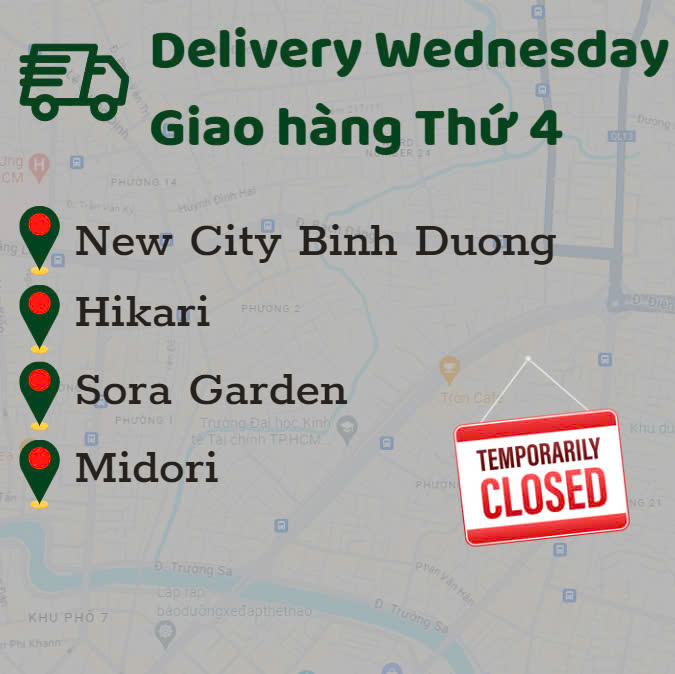 Delivery Wednesday temporarily closed